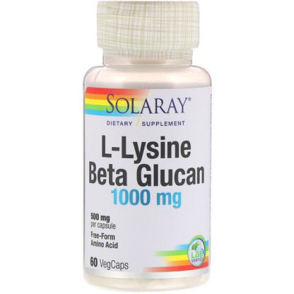 Solaray, L-Lysine & Beta Glucan, 500 mg, 60 VegCaps