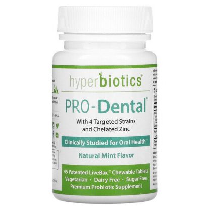 Hyperbiotics, PRO-Dental, Natural Mint , 45 Patented LiveBac Chewable Tablets