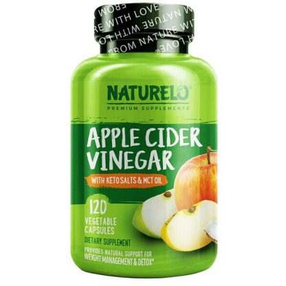 NATURELO, Apple Cider Vinegar with Keto Salts & MCT Oil, 120 Vegetarian Capsules