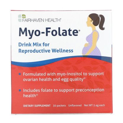 Fairhaven Health, Myo-Folate, Drink Mix for Reproductive Wellness, Unflavored, 30 Packets, 2.4 g Each