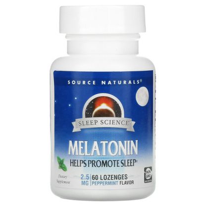 Source Naturals, Sleep Science, Melatonin, Peppermint, 2.5 mg, 60 Lozenges