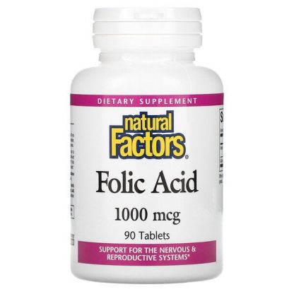 Natural Factors, Folic Acid, 1,000 mcg, 90 Tablets