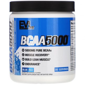 EVLution Nutrition, BCAA5000, Blue Raz, 8.47 oz (240 g)