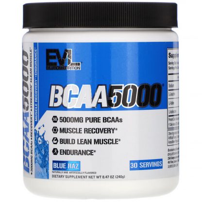 EVLution Nutrition, BCAA5000, Blue Raz, 8.47 oz (240 g)