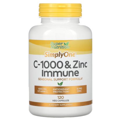 Super Nutrition, SimplyOne, C-1000 & Zinc Immune, 120 Veg Capsules