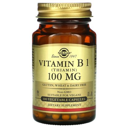 Solgar, Vitamin B1, 100 mg, 100 Vegetable Capsules