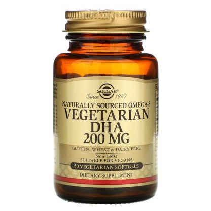 Solgar, Naturally Sourced Omega-3, Vegetarian DHA, 200 mg, 50 Vegetarian Softgels