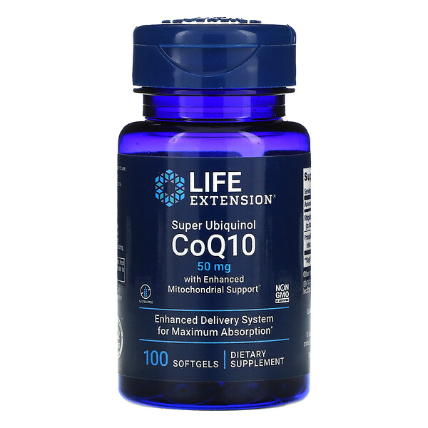 Life Extension, Super Ubiquinol CoQ10 with Enhanced Mitochondrial Support, 50 mg, 100 Softgels