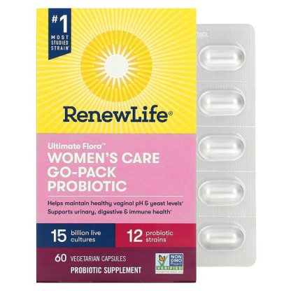 Renew Life, Women's Care Go-Pack , Ultimate Flora Probiotic, 15 Billion Live Cultures, 60 Vegetarian Capsules