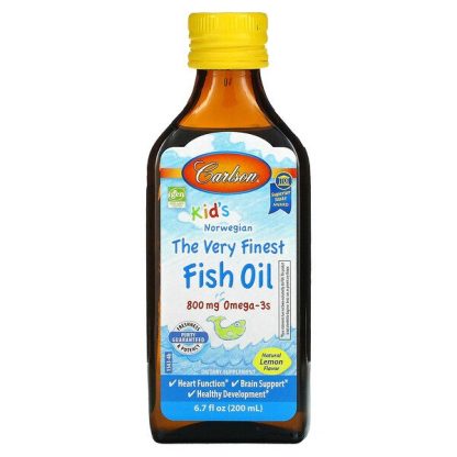 Carlson Labs, Kid's Norwegian, The Very Finest Fish Oil, Natural Lemon, 800 mg, 6.7 fl oz (200 ml)