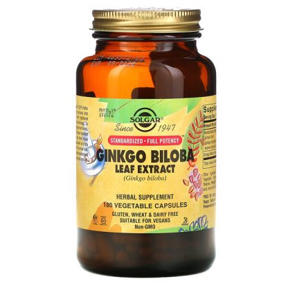 Solgar, Ginkgo Biloba Leaf Extract, 180 Vegetable Capsules