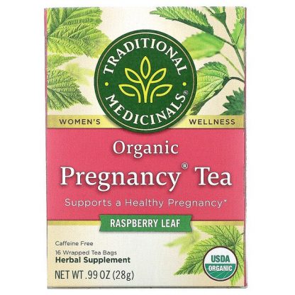 Traditional Medicinals, Organic Pregnancy Tea, Raspberry Leaf, Caffeine Free, 16 Wrapped Tea Bags, .99 oz (28 g)