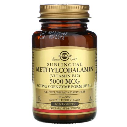 Solgar, Sublingual Methylcobalamin (Vitamin B12), 5,000 mcg, 60 Nuggets