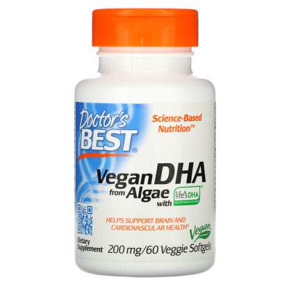 Doctor's Best, Vegan DHA from Algae with Life's DHA, 200 mg, 60 Veggie Softgels