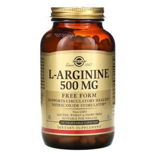 Solgar, L-Arginine, Free Form, 500 mg, 250 Vegetable Capsules