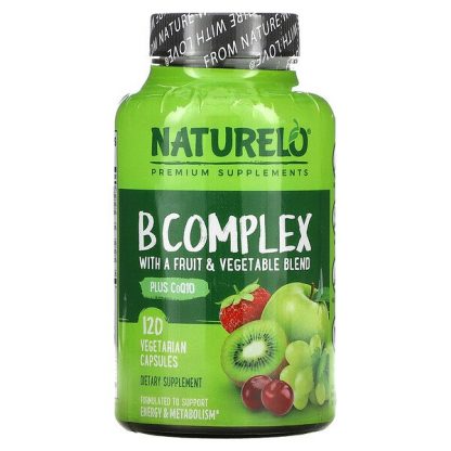 NATURELO, B Complex with a Fruit & Vegetable Blend, Plus CoQ10, 120 Vegetarian Capsules