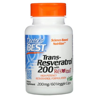 Doctor's Best, Trans-Resveratrol 200 with Resvinol, 200 mg, 60 Veggie Caps