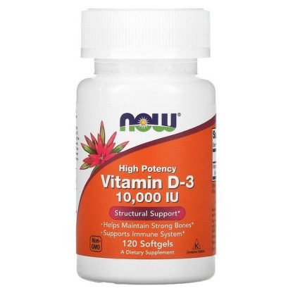 NOW Foods, High Potency Vitamin D-3, 10,000 IU, 120 Softgels