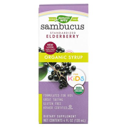 Nature's Way, Organic Sambucus Syrup for Kids, Standardized Elderberry, 4 fl oz (120 ml)