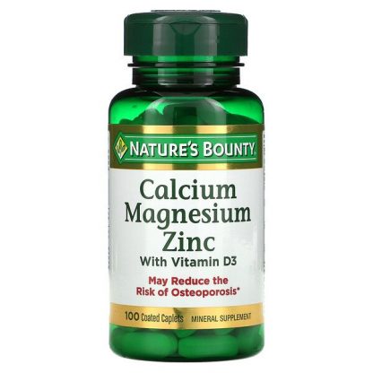 Nature's Bounty, Calcium Magnesium Zinc with Vitamin D3, 100 Coated Caplets