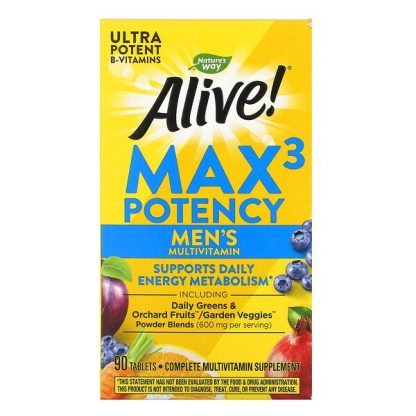 Nature's Way, Alive! Max3 Potency, Men's Multivitamin, 90 Tablets