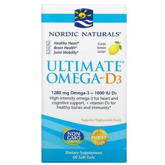 Nordic Naturals, Ultimate Omega-D3, Lemon, 640 mg, 60 Soft Gels