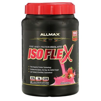 ALLMAX Nutrition, Isoflex, Pure Whey Protein Isolate (WPI Ion-Charged Particle Filtration), Strawberry, 2 lbs. (907 g)