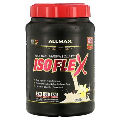 ALLMAX Nutrition, Isoflex, Pure Whey Protein Isolate (WPI Ion-Charged Particle Filtration), Vanilla, 2 lbs (907 g)