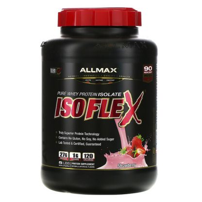 ALLMAX Nutrition, Isoflex, Pure Whey Protein Isolate (WPI Ion-Charged Particle Filtration), Strawberry, 5 lbs. (2.27 kg)