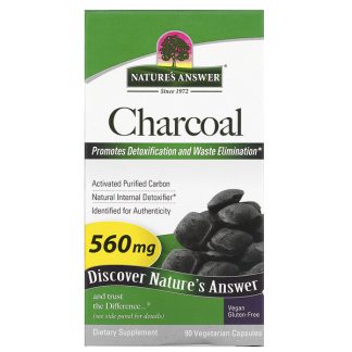 Nature's Answer, Charcoal, Activated Purified Carbon, 280 mg, 90 Vegetable Capsules