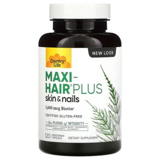 Country Life, Maxi-Hair Plus, 1,250 mcg, 120 Vegetarian Capsules