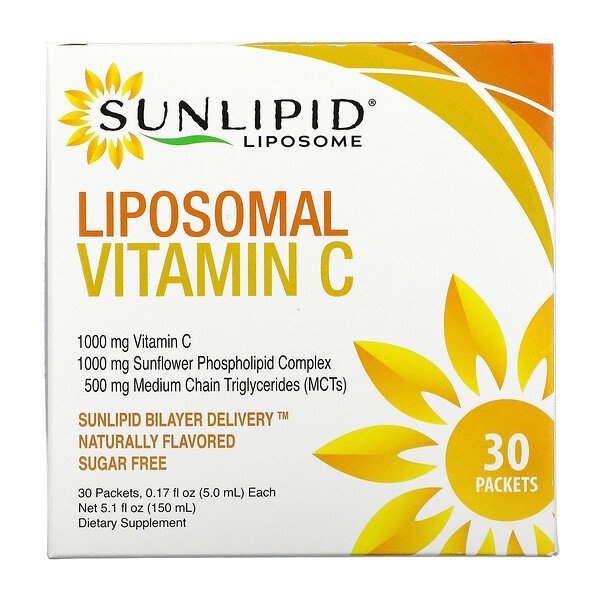 SunLipid, Liposomal Vitamin C, Naturally Flavored, 30 Packets, 0.17 oz (5.0 ml) Each