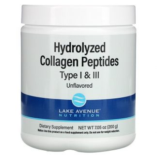 Lake Avenue Nutrition, Hydrolyzed Collagen Peptides, Type I & III, Unflavored, 7.05 oz (200 g)