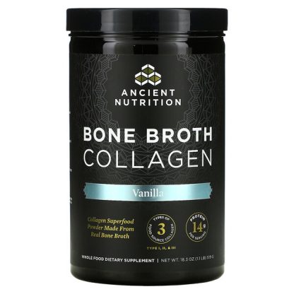 Dr. Axe / Ancient Nutrition, Bone Broth Collagen, Vanilla, 1.1 lbs (519 g)