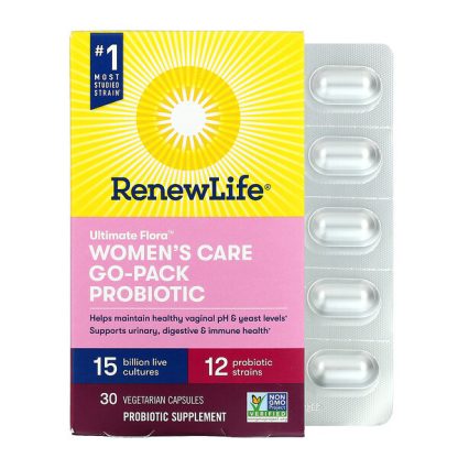 Renew Life, Ultimate Flora, Women's Care Go-Pack Probiotic, 15 Billion Live Cultures, 30 Vegetarian Capsules