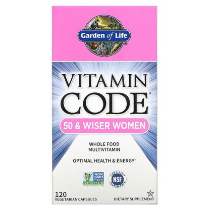 Garden of Life, Vitamin Code, Whole Food Multivitamin for Women, 50 & Wiser, 120 Vegetarian Capsules