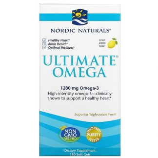 Nordic Naturals, Ultimate Omega, Lemon, 640 mg, 180 Soft Gels