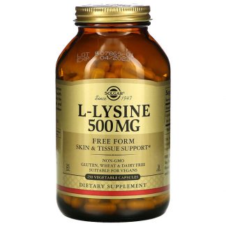 Solgar, L-Lysine, Free Form, 500 mg, 250 Vegetable Capsules