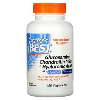 Doctor's Best, Glucosamine Chondroitin MSM + Hyaluronic Acid, 150 Veggie Caps