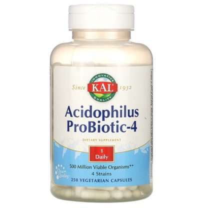 KAL, Acidophilus Probiotic-4, 250 Veggie Caps