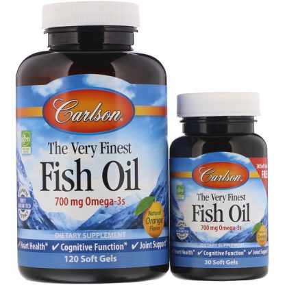 Carlson Labs, The Very Finest Fish Oil, Natural Orange Flavor, 350 mg, 120 + 30 Free Soft Gels