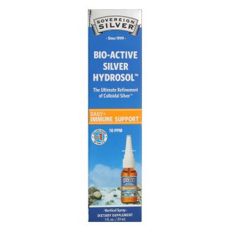 Sovereign Silver, Bio-Active Silver Hydrosol, Vertical Spray, 10 PPM, 1 fl oz (29 ml)