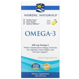 Nordic Naturals, Omega-3, Lemon, 345 mg, 120 Soft Gels