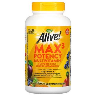 Nature's Way, Alive! Max3 Potency Multivitamin, No Added Iron, 180 Tablets