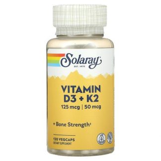 Solaray, Vitamin D3 + K2, 120 VegCaps