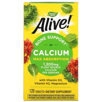 Nature's Way, Alive!, Calcium, Bone Support, 325 mg, 120 Tablets