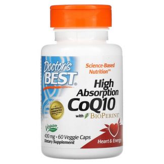 Doctor's Best, High Absorption CoQ10 with BioPerine, 400 mg, 60 Veggie Caps