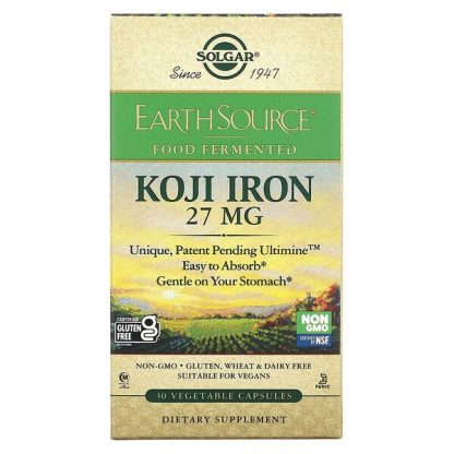 Solgar, EarthSource Food Fermented, Koji Iron, 27 mg, 30 Vegetable Capsules