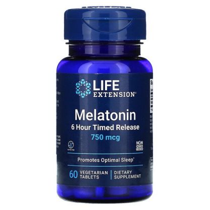 Life Extension, Melatonin, 6 Hour Timed Release, 750 mcg, 60 Vegetarian Tablets