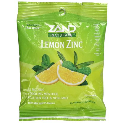 Zand, Naturals, Lemon Zinc, Lemon Mint, 15 Throat Lozenges